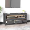 Grey Solid Wood Pine TV Cabinet - Stylish & Functional Design