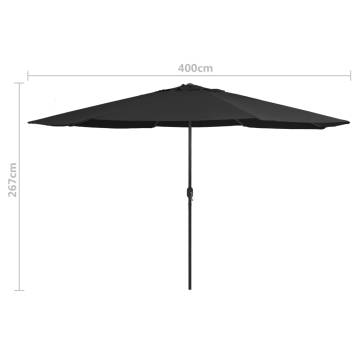 Outdoor Parasol with Metal Pole - 400 cm Black | HipoMarket