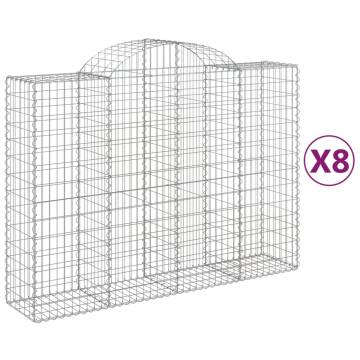 Arched Gabion Baskets - 8 pcs Galvanised Iron for Outdoor Decor