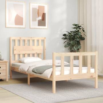 Solid Wood Bed Frame with Headboard 90x200 cm | HipoMarket