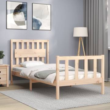 Solid Wood Bed Frame with Headboard 90x200 cm | HipoMarket