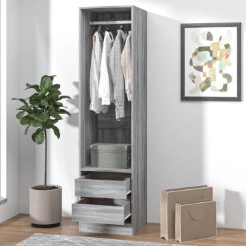 Wardrobe with Drawers Grey Sonoma - Compact Storage Solution