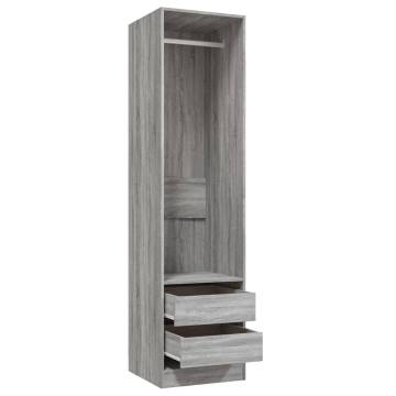 Wardrobe with Drawers Grey Sonoma - Compact Storage Solution