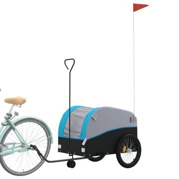 Bike Trailer Black and Blue 45 kg - Sturdy Iron Cargo Trailer