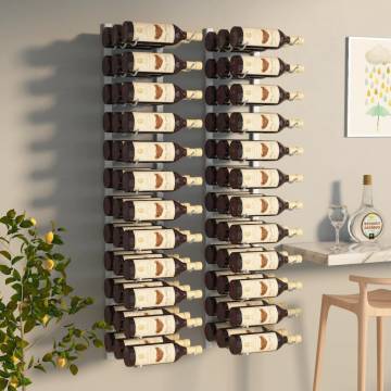 Wall Mounted Wine Rack for 36 Bottles - White Iron Set of 2