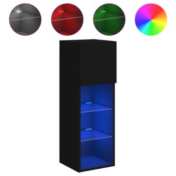 Stylish Black TV Cabinet with LED Lights - 30.5x30x90 cm