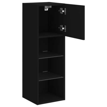 Stylish Black TV Cabinet with LED Lights - 30.5x30x90 cm