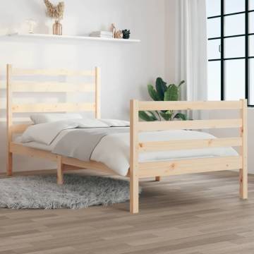 Solid Wood Pine Bed Frame 100x200 cm - Classic Design