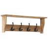 Wall-Mounted Coat Rack - Solid Mango Wood with 4 Hooks
