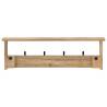 Wall-Mounted Coat Rack - Solid Mango Wood with 4 Hooks