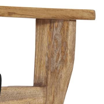 Wall-Mounted Coat Rack - Solid Mango Wood with 4 Hooks