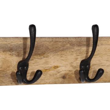 Wall-Mounted Coat Rack - Solid Mango Wood with 4 Hooks