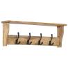 Wall-Mounted Coat Rack - Solid Mango Wood with 4 Hooks