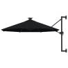 Wall-mounted Parasol with LEDs and Metal Pole 300 cm Black Colour black Quantity in Package 1 