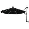 Wall-Mounted Parasol with LEDs - 300 cm Black | HipoMarket