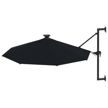 Wall-Mounted Parasol with LEDs - 300 cm Black | HipoMarket