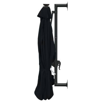 Wall-Mounted Parasol with LEDs - 300 cm Black | HipoMarket