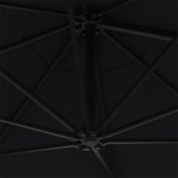 Wall-Mounted Parasol with LEDs - 300 cm Black | HipoMarket