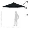 Wall-Mounted Parasol with LEDs - 300 cm Black | HipoMarket