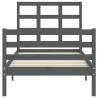 Stylish Grey Bed Frame with Headboard | 90x200 cm Solid Wood