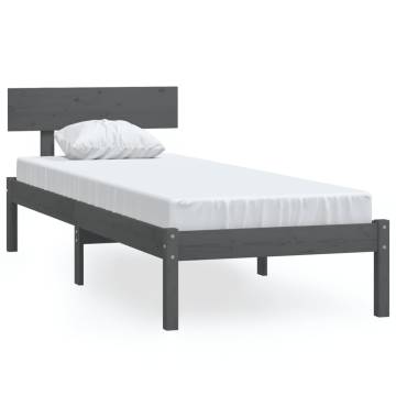 Grey Solid Wood Pine Bed Frame 90x190 cm - Modern Design