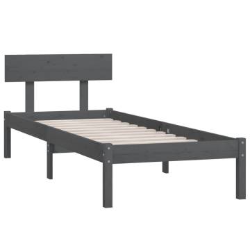 Grey Solid Wood Pine Bed Frame 90x190 cm - Modern Design