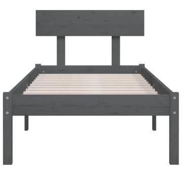 Grey Solid Wood Pine Bed Frame 90x190 cm - Modern Design