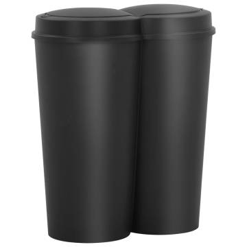 Duo Bin Trash Can Black 50L - Stylish Waste Separation