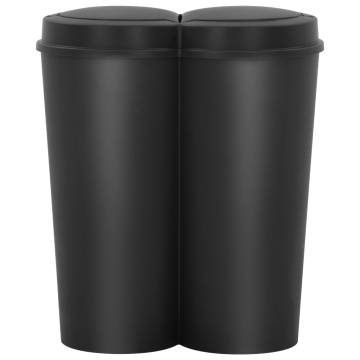 Duo Bin Trash Can Black 50L - Stylish Waste Separation