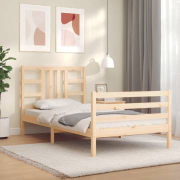 Solid Wood Bed Frame with Headboard - 90x200 cm | HipoMarket