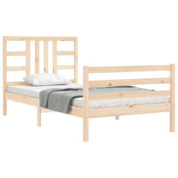 Solid Wood Bed Frame with Headboard - 90x200 cm | HipoMarket