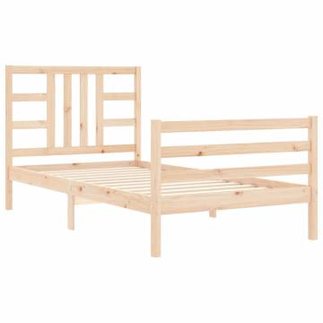 Solid Wood Bed Frame with Headboard - 90x200 cm | HipoMarket