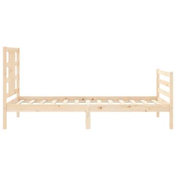 Solid Wood Bed Frame with Headboard - 90x200 cm | HipoMarket