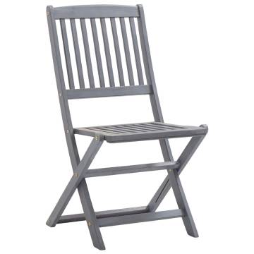 Folding Outdoor Chairs - 2 Pcs Solid Acacia Wood Set