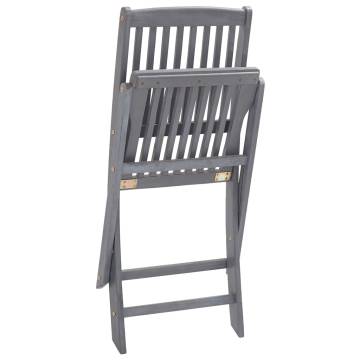 Folding Outdoor Chairs - 2 Pcs Solid Acacia Wood Set