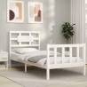 Bed Frame with Headboard White 90x200 cm Solid Wood Colour white Size 90 x 200 cm 