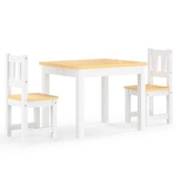 3 Piece Children Table and Chair Set - White & Beige MDF