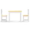 3 Piece Children Table and Chair Set - White & Beige MDF