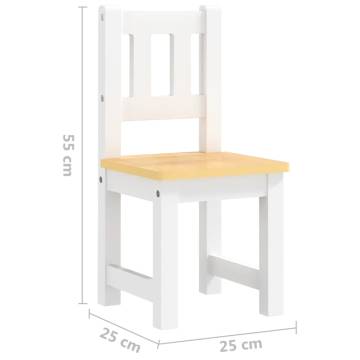 3 Piece Children Table and Chair Set - White & Beige MDF