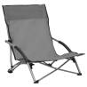 Folding Beach Chairs 2 pcs Grey Fabric - Comfortable & Sturdy