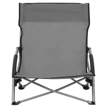 Folding Beach Chairs 2 pcs Grey Fabric - Comfortable & Sturdy