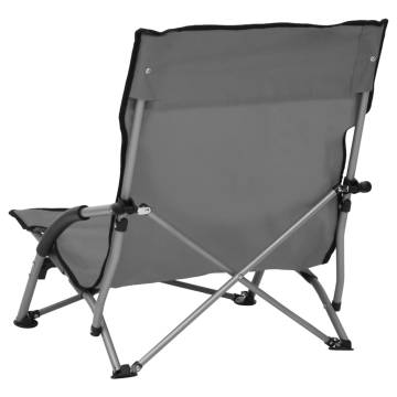 Folding Beach Chairs 2 pcs Grey Fabric - Comfortable & Sturdy