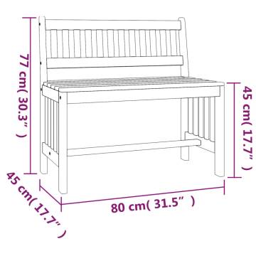 Garden Bench 80 cm Solid Wood Eucalyptus | Hipomarket