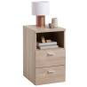 FMD Bedside Cabinet with 2 Drawers and Open Shelf Oak Colour oak Quantity in Package 1 