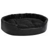 Luxury Dog Bed Black - Plush & Faux Leather 90x79x20 cm