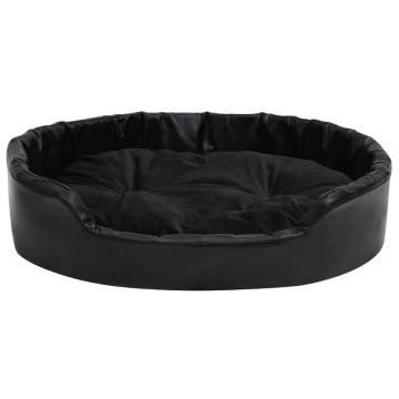 Luxury Dog Bed Black - Plush & Faux Leather 90x79x20 cm