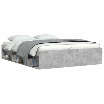 Concrete Grey Bed Frame 150x200 cm King Size - Modern Design