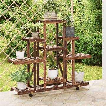 Flower Stand with Wheels - Solid Wood Fir - Hipomarket UK