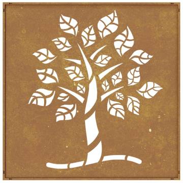 Garden Wall Decoration 55x55 cm Corten Steel Tree Design