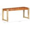 Bench 110 cm Brown Real Leather & Solid Mango Wood - HiPoMarket